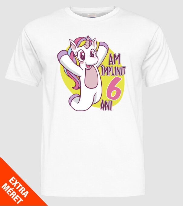 Am împlinit 6 ani model alb pe tricou