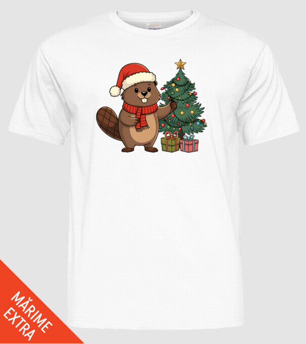 Bober Kurwa Christmas 2 model alb pe tricou