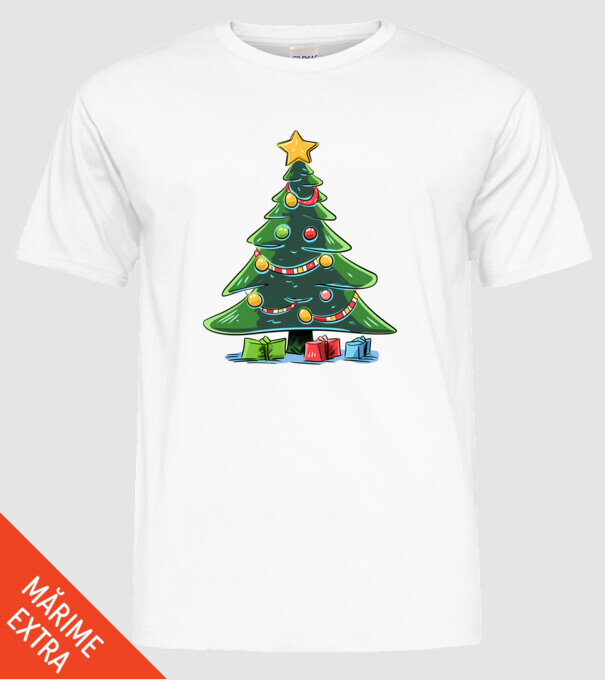 Brad de Crăciun model alb pe tricou
