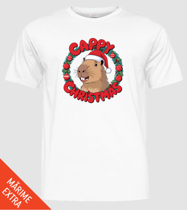 Cappy Christmas 1 model alb pe tricou