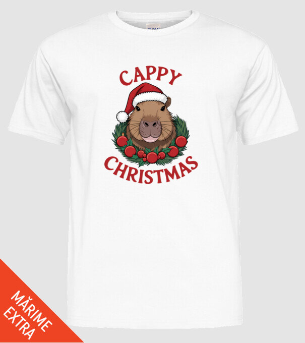 Cappy Christmas 2 model alb pe tricou