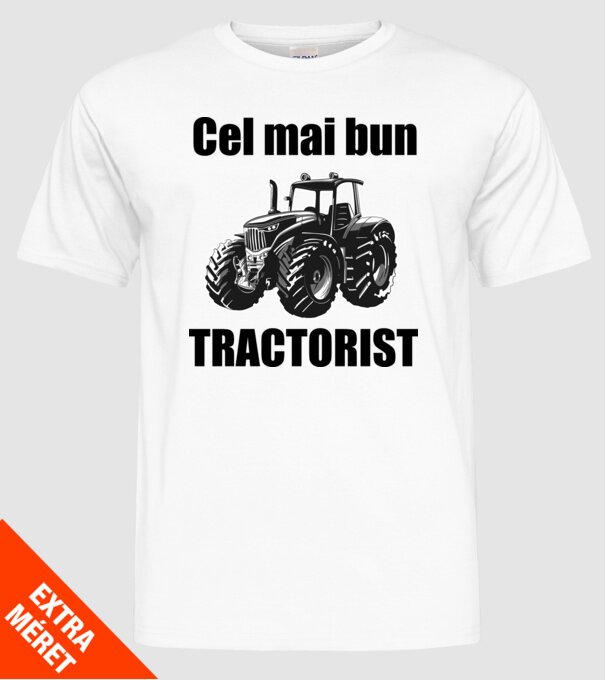 Cel mai bun tractorist model alb pe tricou