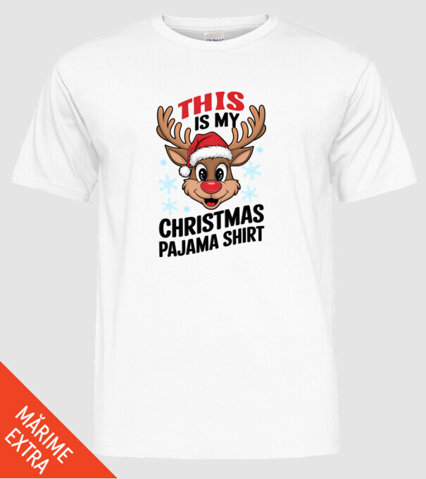 Christmas Pajama Reindeer Alb model alb pe tricou