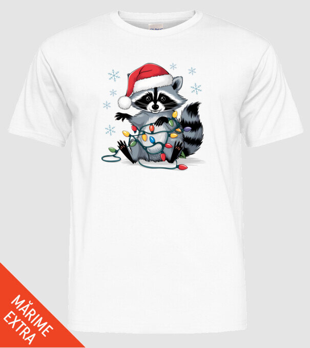 Crăciunul ratonilor Alb model alb pe tricou