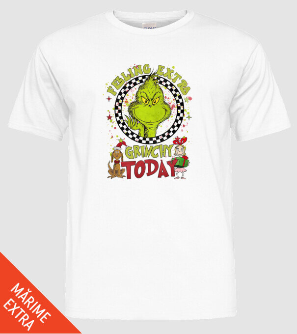 Feeling extra Grinchy today - Grinch model alb pe tricou