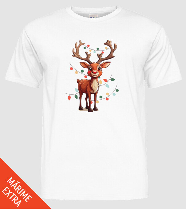 Festive Rudolph model alb pe tricou