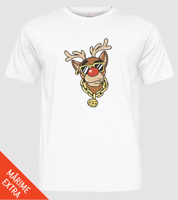Gangster Reindeer model alb pe tricou