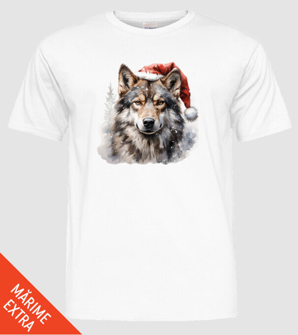 Lupul de Crăciun Alb model alb pe tricou