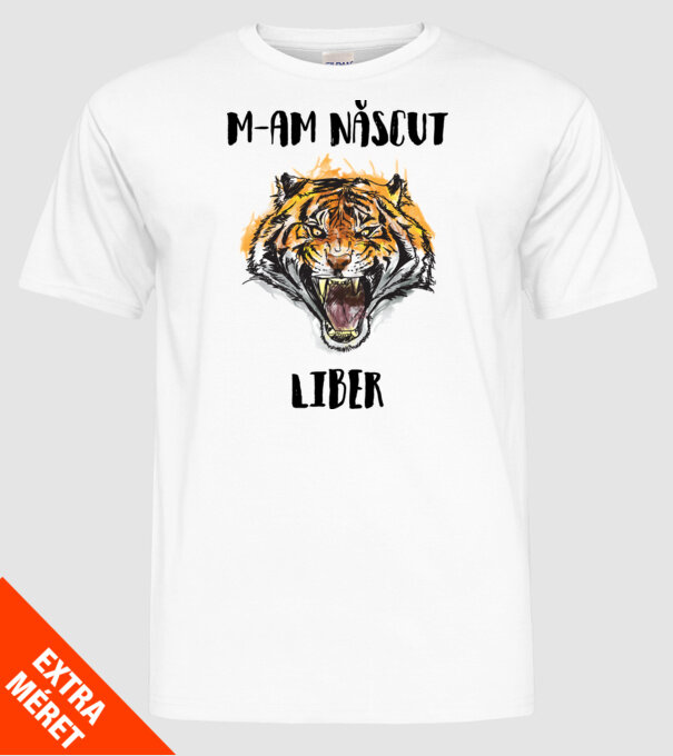 m-am născut liber model alb pe tricou