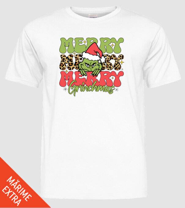Merry Grinchmas model alb pe tricou