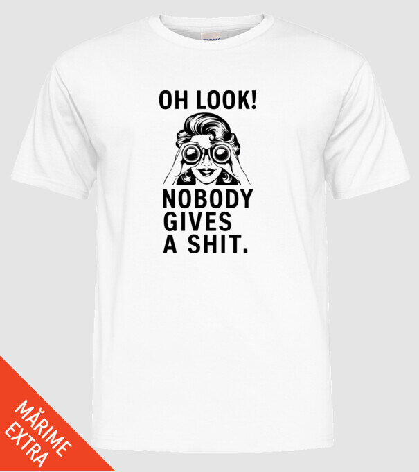 Nobody Gives a shit model alb pe tricou