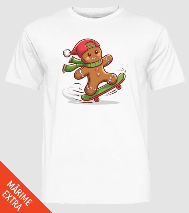 Patinator de turtă dulce model alb pe tricou