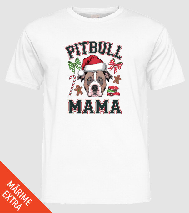 Pitbull Mama model alb pe tricou