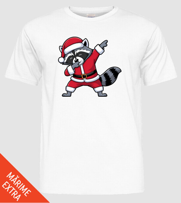 Raton Dab Xmas model alb pe tricou