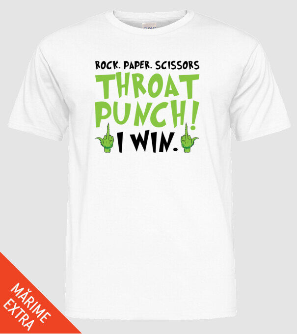 Rock paper scissors - Grinch model alb pe tricou