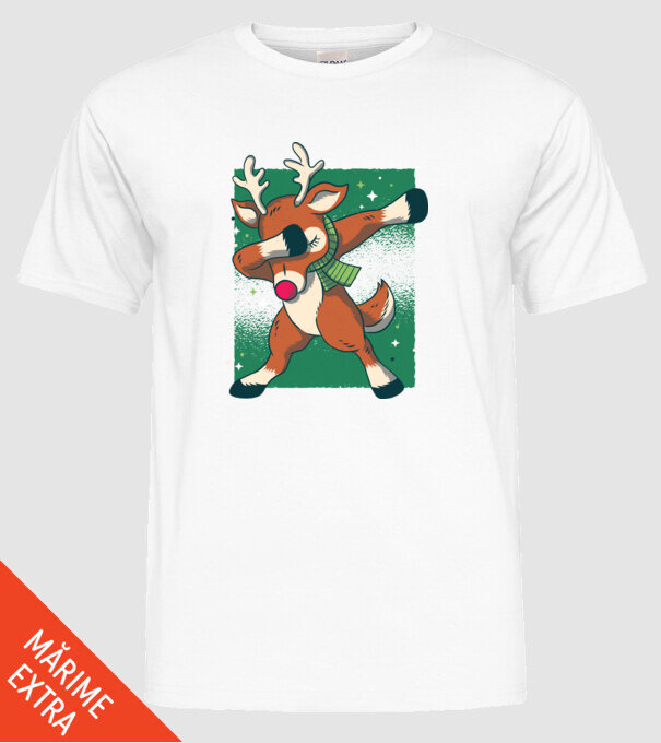Rudolph DAB model alb pe tricou