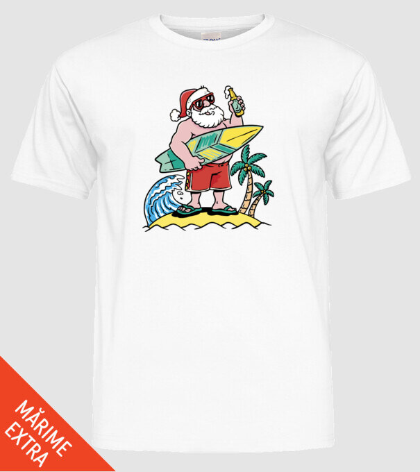 Santa Claus Summer model alb pe tricou