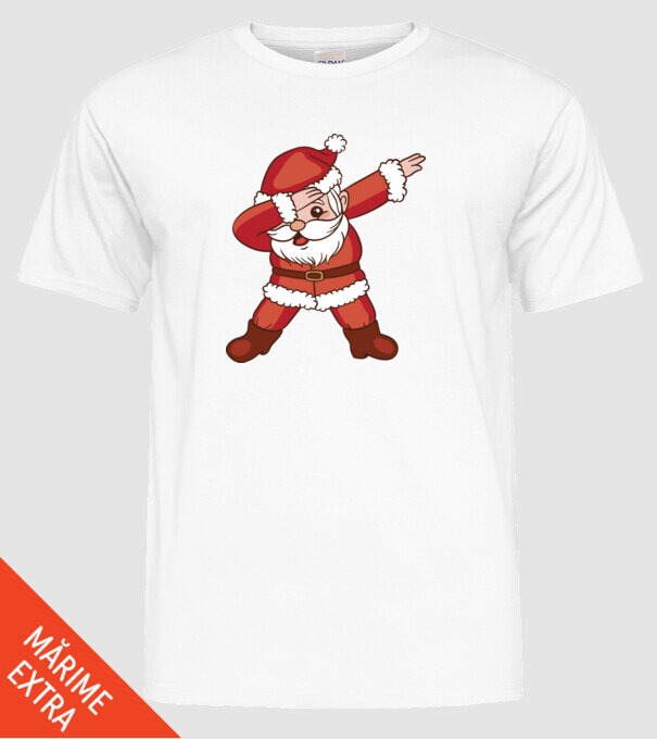 Santa Dab model alb pe tricou
