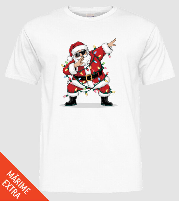 Santa Dab model alb pe tricou
