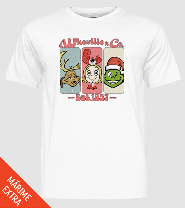 Whoville & Co - Grinch model alb pe tricou
