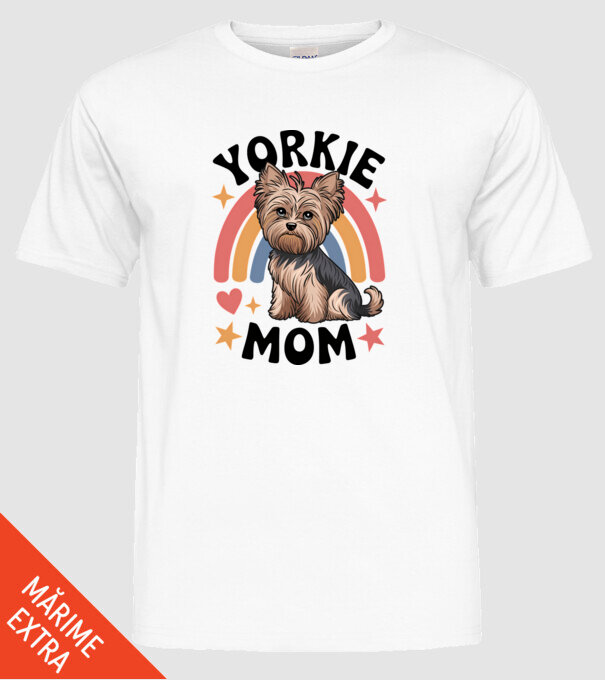 Yorkie Mom Alb model alb pe tricou