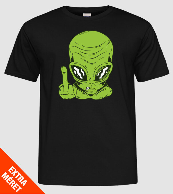 Alien arată degetul model negru pe tricou