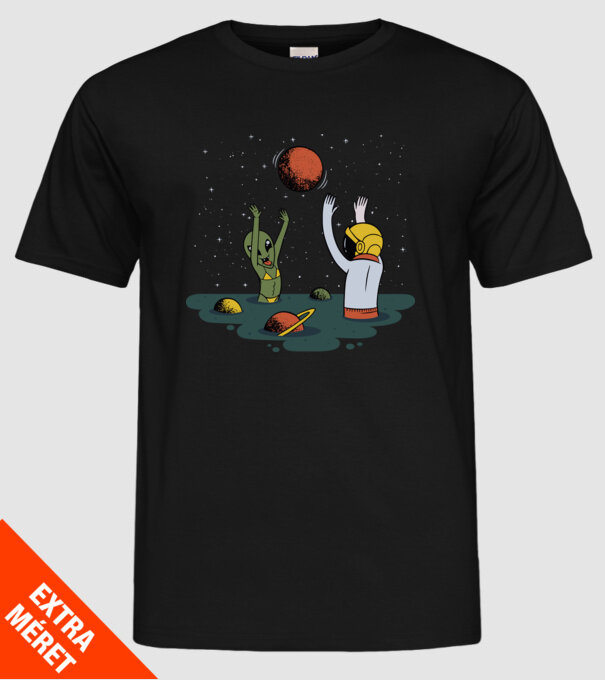 Alien și astronaut joc model negru pe tricou