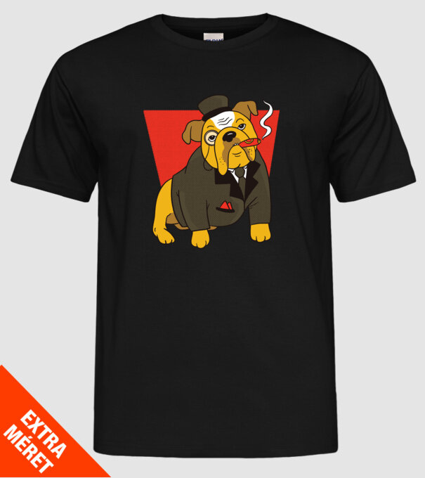 Bulldog englezesc cu trabuc model negru pe tricou