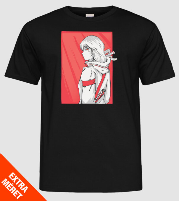 Anime fată Războinic model negru pe tricou