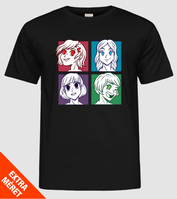 Fețe Anime fată Pop Art model negru pe tricou