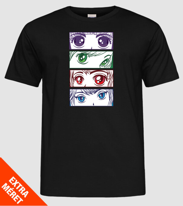Anime ochi de fată Pop Art model negru pe tricou
