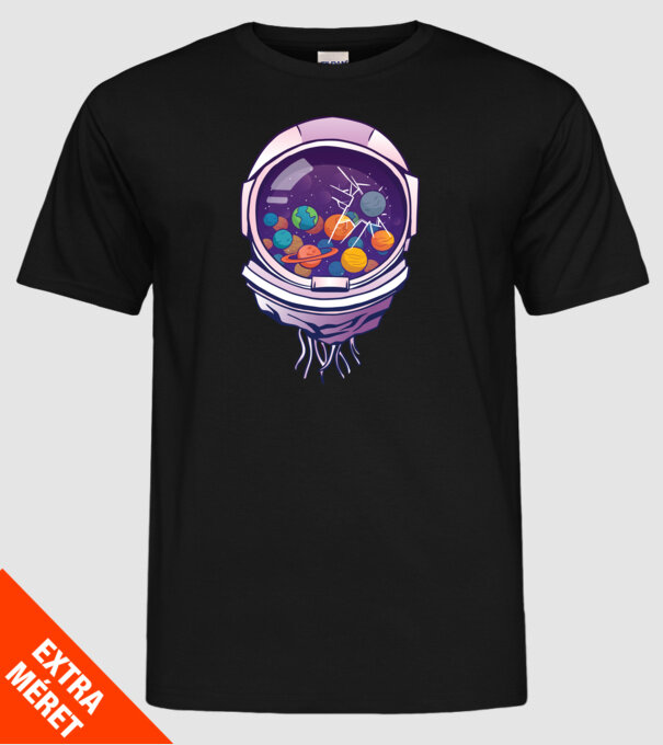 Cască de astronaut model negru pe tricou