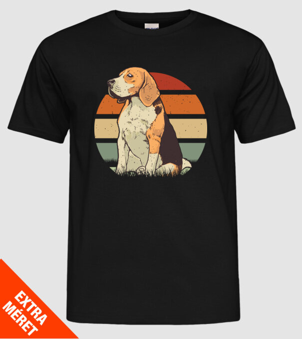 Beagle Retro Sunset model negru pe tricou