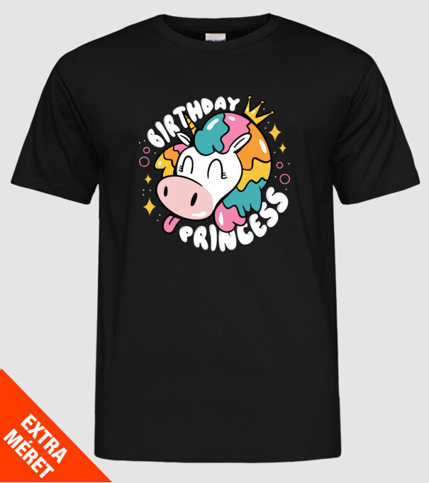 Birthday Princess Unicorn model negru pe tricou