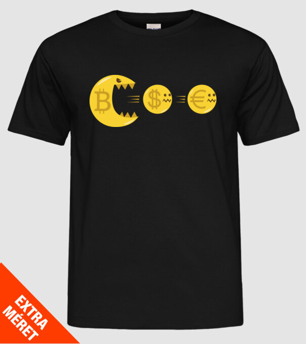 Bitcoin Pacman model negru pe tricou
