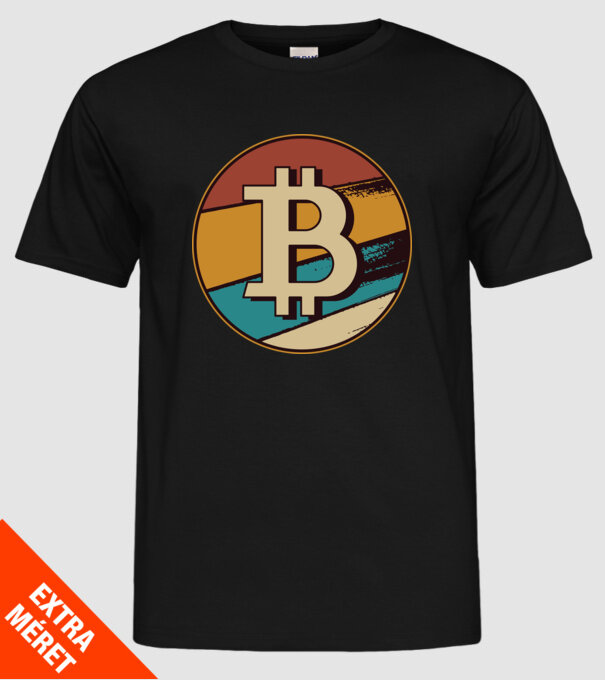 Bitcoin retro model negru pe tricou