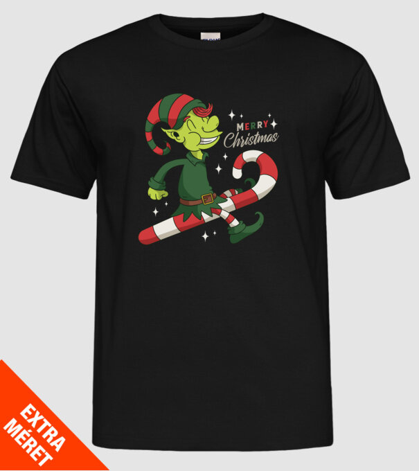 Crăciun Fericit Elf model negru pe tricou