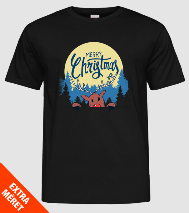 Crăciun Fericit Moș Crăciun cu ren model negru pe tricou