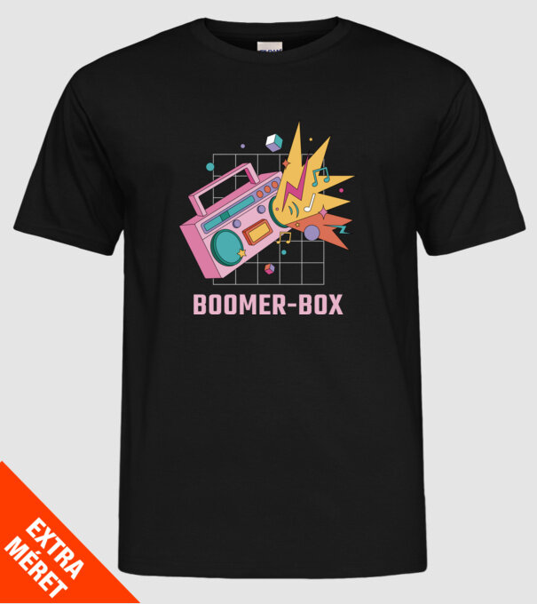Boomer Box Magnetofon Retro model negru pe tricou