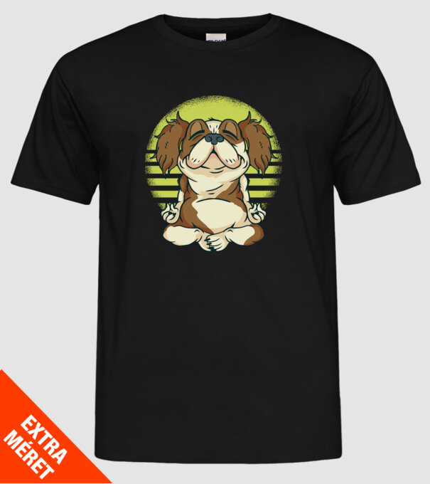Cavalier King Spaniel Yoga model negru pe tricou