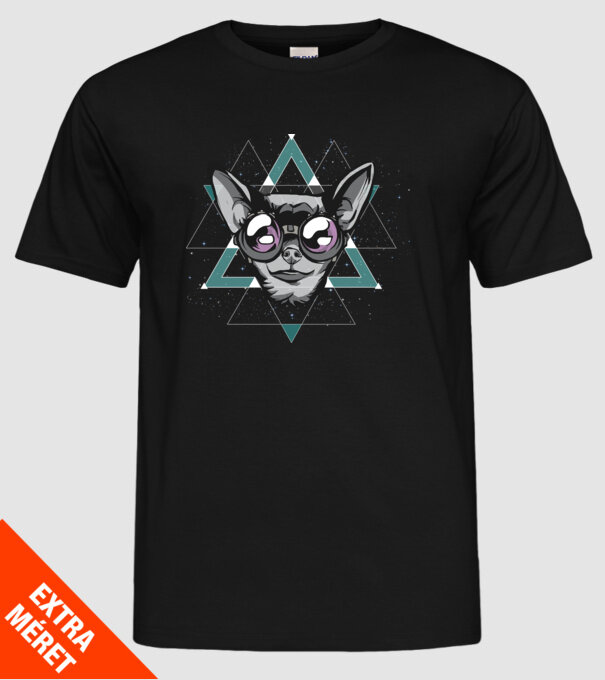 Tricou cu Câine Chihuahua model negru pe tricou