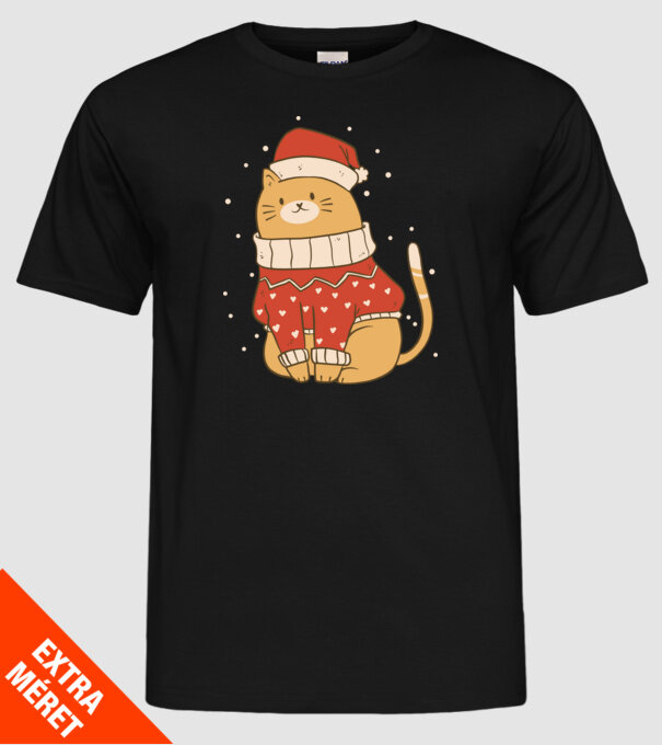 Pisică drăguță de Crăciun model negru pe tricou