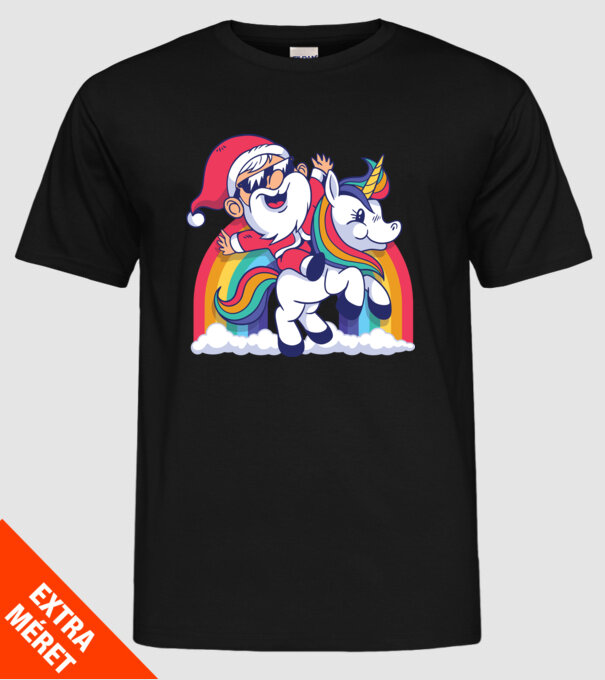 Moș Crăciun Drăguț Unicorn tricou model negru pe tricou