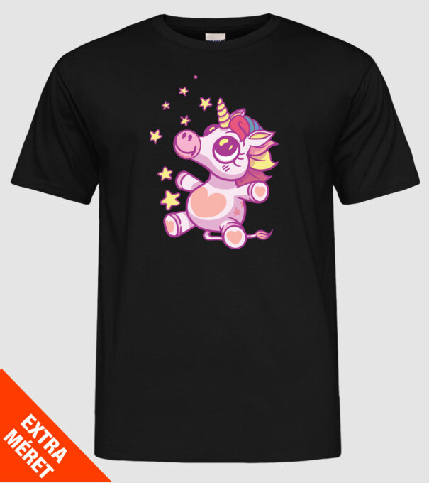Unicorn drăguț model negru pe tricou