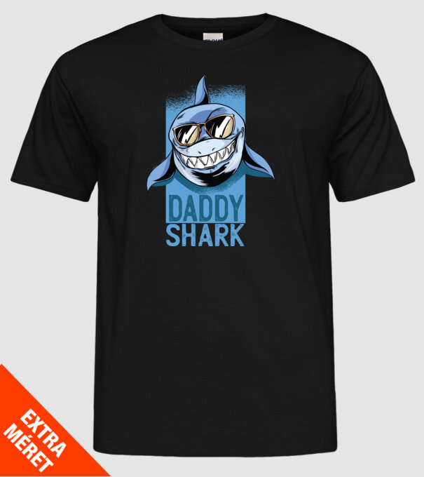 Daddy Shark tricou pentru tata model negru pe tricou