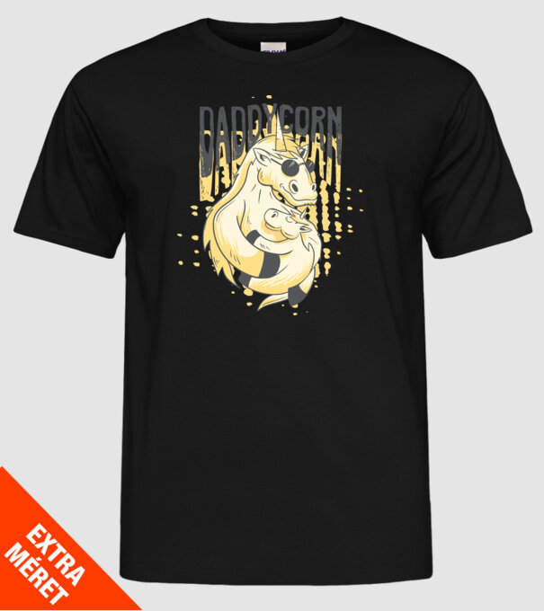 Daddycorn - Tată Unicorn model negru pe tricou