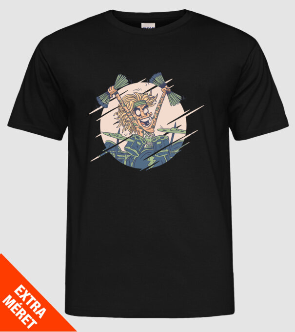 Baterist model negru pe tricou