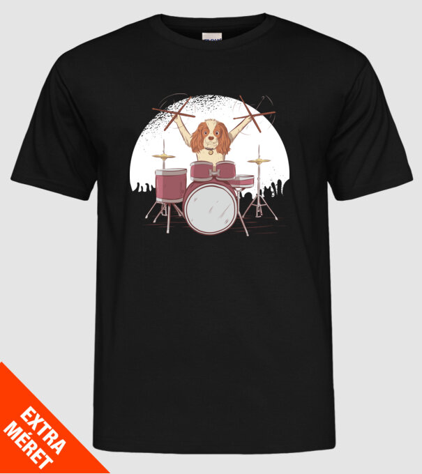 Câine Baterist model negru pe tricou