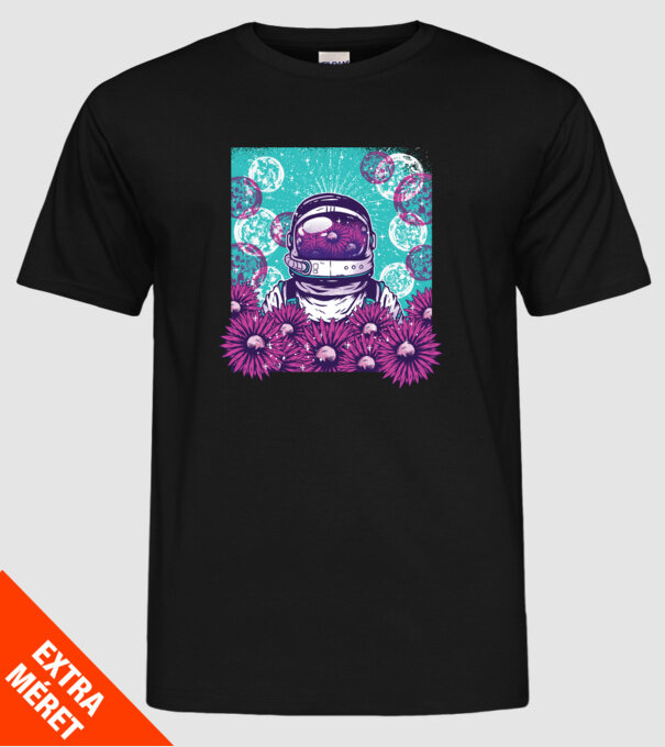 Floral Astronaut model negru pe tricou