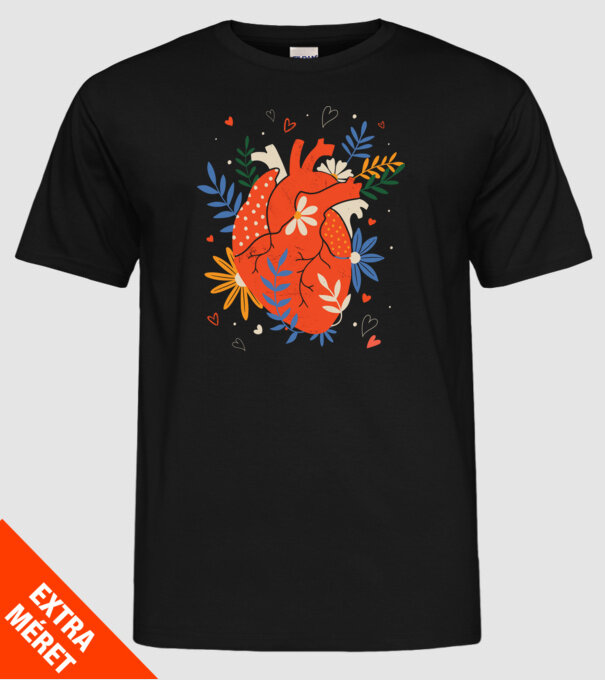 Inimă Floral model negru pe tricou